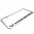 Ipick Image Made For Chevrolet Corvette C7 Dual Logo 3d Embossed Letters On Mirror Chrome Metal License Plate Frame