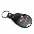 Ipick Image For Chevrolet Corvette C7 Black Real Carbon Fiber Large Tear-drop Key Chain Keychain Official Licensed