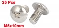 Uxcell M5x10mm Stainless Steel Truss Phillips Head Machine Screws 25pcs