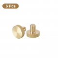Uxcell M6x8mm Knurled Thumb Screws 6pcs Flat Head Fully Threaded Brass Bolts Grip Knobs Fasteners