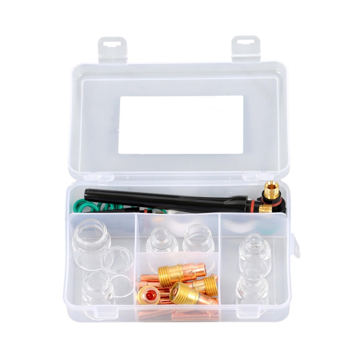 Tig Welding Accessories 36 Piece Set For Wp-17 Wp-18 Wp-26 Copper Equipment With Gas Lens System And Splash Resistant Nozzles