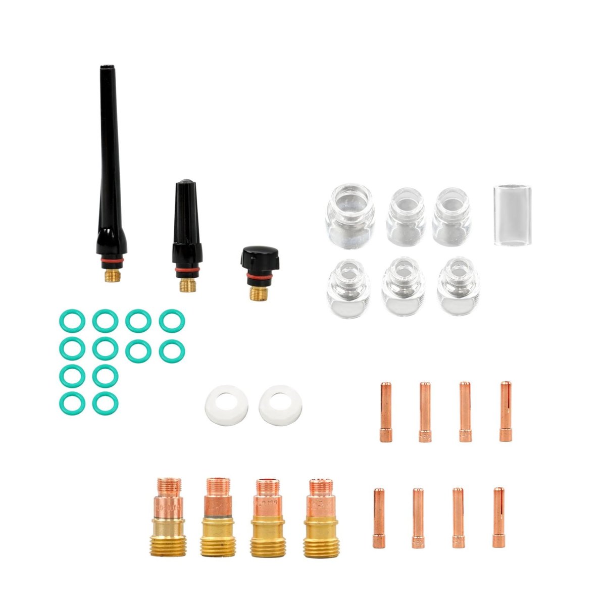 Tig Welding Accessories 36 Piece Set For Wp-17 Wp-18 Wp-26 Copper Equipment With Gas Lens System And Splash Resistant Nozzles
