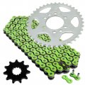 Green Drive Chain And Sprockets Kit For Suzuki Lt160 Quadrunner 160 1989-1992 Mod-ztf1-12270 