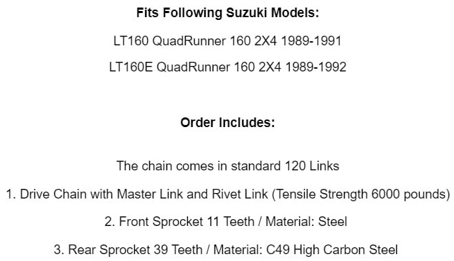 Green Drive Chain And Sprockets Kit For Suzuki Lt160 Quadrunner 160 1989-1992 Mod-ztf1-12270