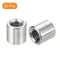 20pcs Round Weld Nuts M8x12x12mm Long On Bung Female Nut Threaded 304 Stainless Steel Connector Sleeve Rod Bar Stud Silver