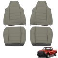 Leather Front Seat Covers For 2003-2007 F250 F350 F450 F550 Pickup 2 Door Gray Driver And Passenger Bottom Top Replacement 4 