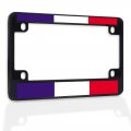 Fastasticdeals Metal Insert Bike License Plate Frame French Flag Weatherproof Motorcycle Accessories Black 4 Holes Solid 