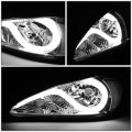 Auto Dynasty Pair Of Led Daytime Running Light Chrome Housing Clear Corner Headlight Lamps Compatible With Pontiac Grand Am
