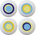 4 Blue Retro Circle White Ceramic Cabinet Drawer Pull Knobs