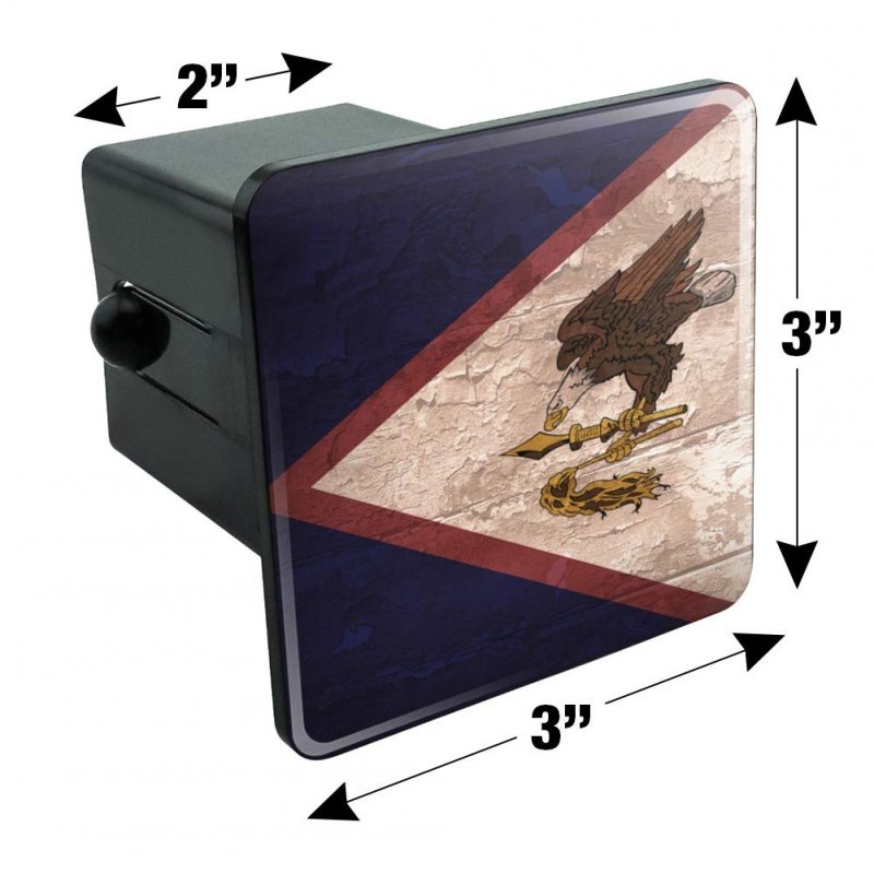 Rustic Distressed American Samoa Flag Tow Trailer Hitch Cover Plug Insert For 2 In Receivers Black Abs Plastic With Uv