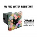 Black Cat Hiding In Spring Flowers Tow Trailer Hitch Cover Plug Insert