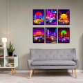 Neon Car Racing Posters Car Poster For Boys Room Aesthetic Decors Set Of 6 Modern Car Prints Bedroom Wall Art Wall Gift Home 