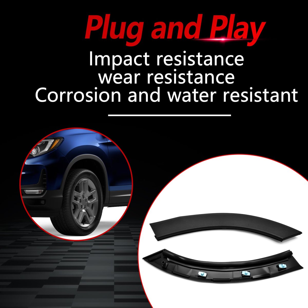 Culmkari 1 Pair Rear Door Wheel Arch Molding Garnish Trim Fits For 2019-2023 Honda Passport 2016-2022 Pilot Replace Number