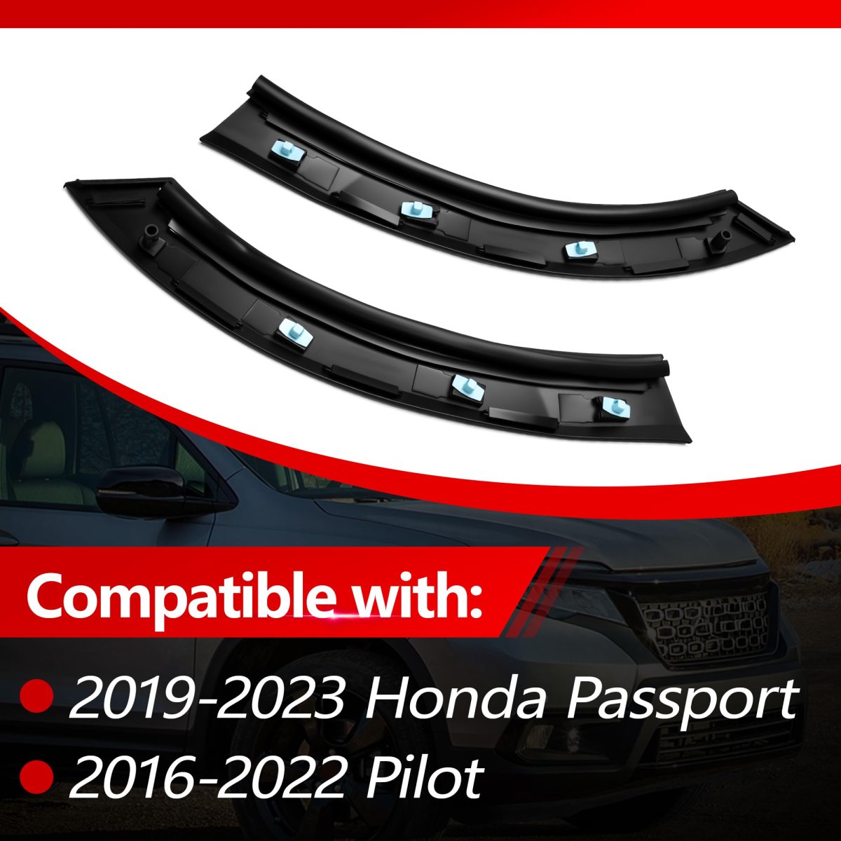 Culmkari 1 Pair Rear Door Wheel Arch Molding Garnish Trim Fits For 2019-2023 Honda Passport 2016-2022 Pilot Replace Number