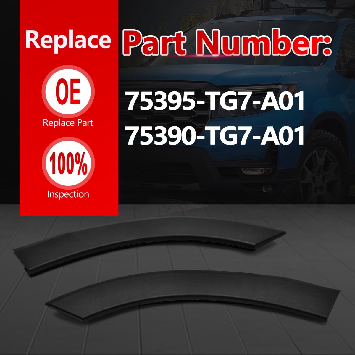 Culmkari 1 Pair Rear Door Wheel Arch Molding Garnish Trim Fits For 2019-2023 Honda Passport 2016-2022 Pilot Replace Number
