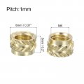 Uxcell Knurled Insert Nuts 25pcs M6 X 5mm L 8mm Od 3d Printing Brass Female Threadeds Heat Set Insert Embedment