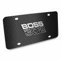 Ipick Image Compatible With Ford Boss 302 3d Logo On Black Carbon Fiber Patten Stainless Steel License Plate
