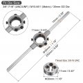 Uxcell Die Stock Handle Wrench Set 3 8-16 Unc Round And0mm Holder Fits 3 8 -7 16 Unc Unf Metric M10-m11 30mm Od Dies For Bolt