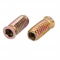 Uxcell Wood Furniture M8x30mm Insert Interface Hex Socket E-nut Bronze Tone 10pcs