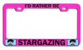 I D Rather Be Stargazing Steel License Plate Frame Heavy Duty Metal Tag Holder For Cars Trucks And Suvs Universal Fit 12 5 X 6 
