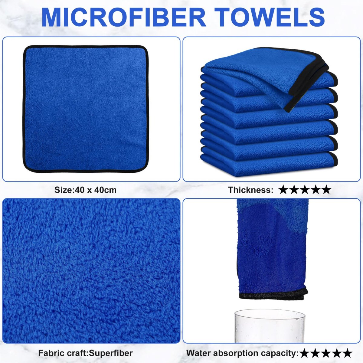 Tallew 50 Pcs Microfiber Towels 16 X16 Drying Bulk Micro Fiber Car Cleaning Cloth For Cars Washing Polishing Office Windows