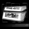 Dual Led Drl Chrome Housing Clear Corner Headlight Lamps Tool Kit Compatible With Chevy Colorado Gmc Canyon 04-12