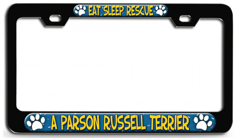 Eat Sleep Rescue Parson Russell Terrier Dogs Pets 3d Metal License Plate Frame For Auto Suv Truck Universal Fit 12 In X 6 Tag