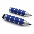 Smt- Chrome Blue Billet Rubber 7 8 22mm Handlebar Grips For Suzuki Kawasaki Yamaha Cbr 600 F3 F4i 900 929 954 1000 Rr Gsxr 750