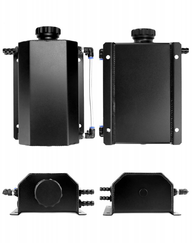 Coolant Radiator Tank 2l Aluminum Overflow Reservoir Expansion Prevent Leakage Recovery Black