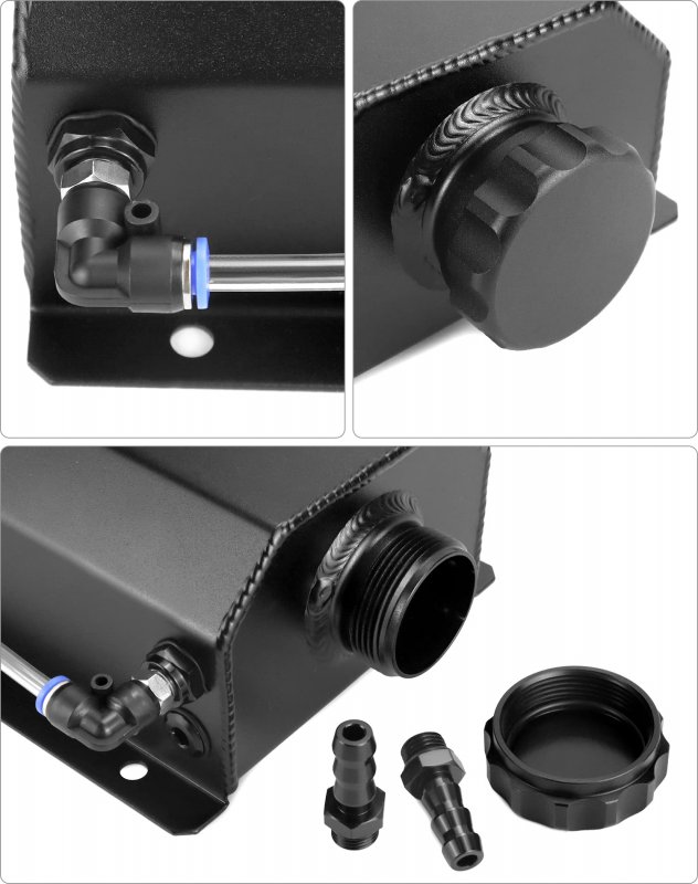 Coolant Radiator Tank 2l Aluminum Overflow Reservoir Expansion Prevent Leakage Recovery Black