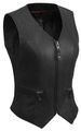 True Element Womens Short Fitted Motorcycle Leather Vest With Side Stretch Panel Black Size 3xl 