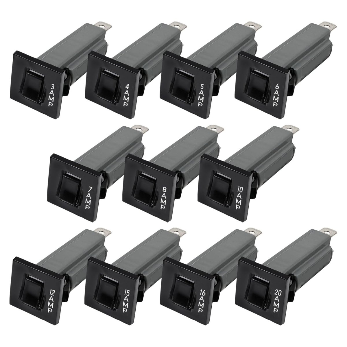 W Type Thermal Circuit Breaker Fuse 11 Pack W28-xq1a 3a To 20a Amp Multipack Quick Connect Snap In 240 120vac 50vdc Ul Tuv