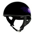 Hot Leathers Hld1005 Lady Lotus Gloss Black Motorcycle Dot Approved Half Helmet Skull Cap For Men And Women Biker Small 