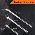3 Pcs Breaker Bar Set Dual Drive 1 4 8 2 Premium Extra Heavy Duty 6 10 15 Length With 180a Rotatable Head Chrome Vanadium Steel