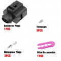 Uxcell 1 Set No 1j0973703 Sealed 3 Way Pin Female Connector Adapter Plug Clip Kit Replacement For Vw Audi