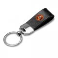 Ipick Image For Dodge Super-bee Black Real Leather Loop Strap Chrome Metal Key Chain Keychain Official Licensed