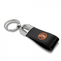 Ipick Image For Dodge Super-bee Black Real Leather Loop Strap Chrome Metal Key Chain Keychain Official Licensed