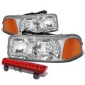 Compatible With Gmc Yukon Gmt800 Pair Of Chrome Housing Amber Corner Headlight 3rd Brake Light Red Lens