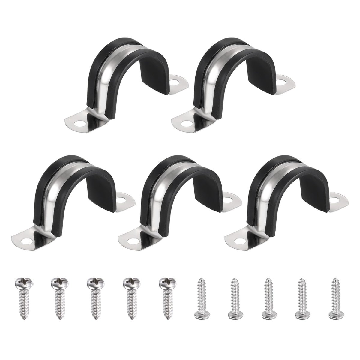 5pcs 32mm 1-1 4 Cable Clamp 2 Hole 304 Stainless Steel Rubber Coated Cushion Insulated Clamps U Holder Pipe Strap With