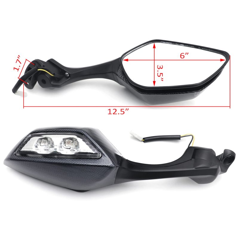 Motorcycle Carbon Led Rear View Mirrors With Turn Signal For Kawasak Ninja Zx10r Zx-10r 2016-2020 Sportbike P N Mt252-035-cn