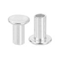 100pcs Semi Tubular Rivets 6mm X 14mm Aluminum Round Flat Head Semi-tubular Metal Stud Rivet For Industry Household Repairing 