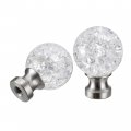 Aspen Creative Brushed Nickel 24047-09-2 Clear K9 Crystal Ball With Crackle Texture 1-1 8 Finial For Lamp Shade Base 2pcs Pack 