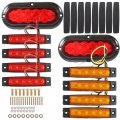 10pcs Red Trailer Tail Light Kit Replacement For Truck Tractor Semi-trailer Dump Special Vehicle 