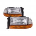 Headlightsdepot Chrome Housing Halogen Headlights For Dodge Dakota 1997 Includes Left Driver And Right Passenger Side Headlamps 