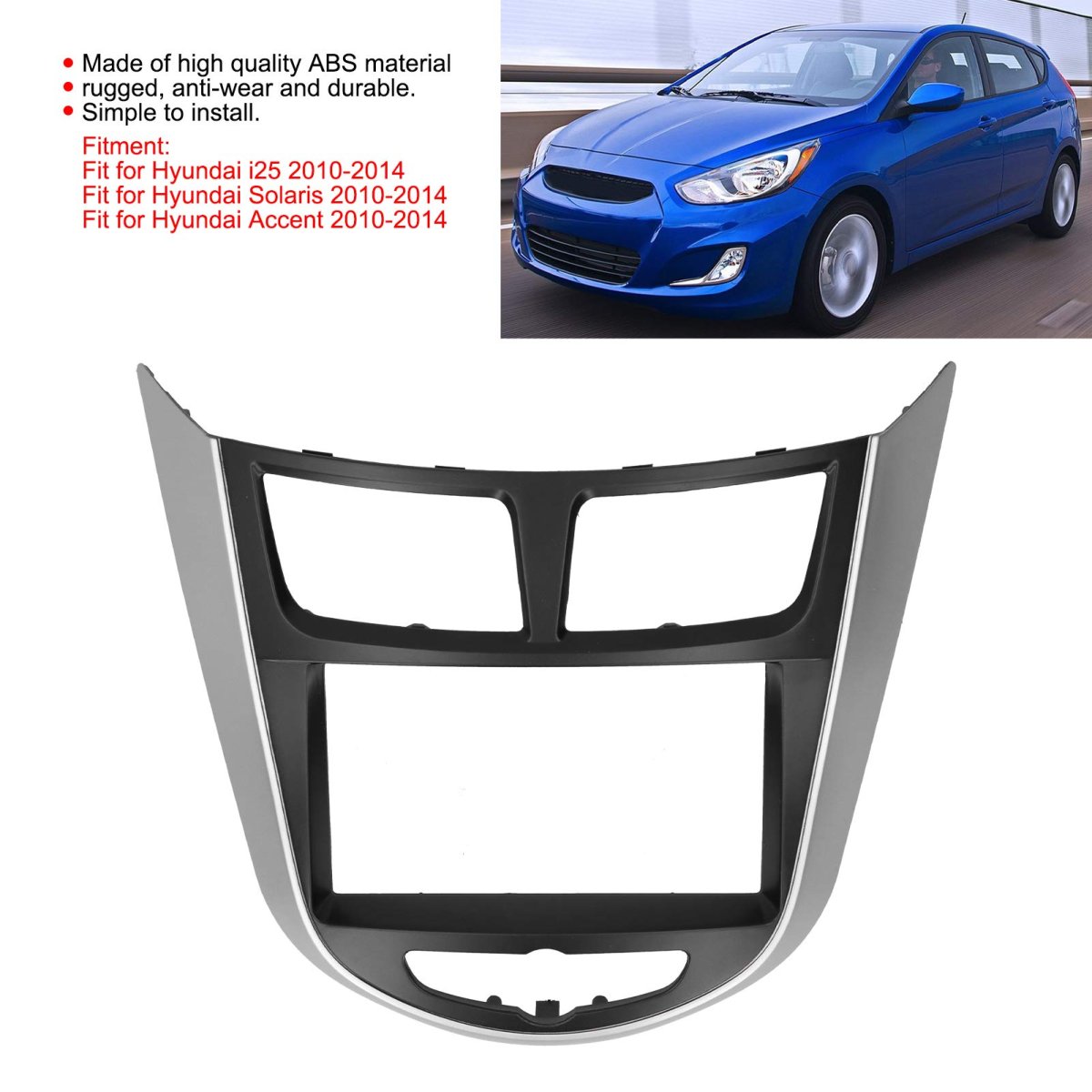 2din Radio Fascia Frame I25 Accent 2010-2014 Car Stereo Dash Panel Trim Dvd Navigation Installation Kit