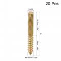 Uxcell 1 4-20x2 Hanger Bolts Double Head Dowel Screw For Wood Furniture 20pcs