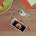Graphics More Distressed Pride Rainbow Lbgtq Rectangle Keychain In Chrome Plated Metal