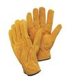 Radnor Large Leather Unlined Drivers Gloves With Keystone Thumb Slip-on Cuff Color-coded Hem And Shirred Elastic Back 