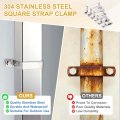 U Shape Square Tube Clamp 40x20mm Shaped Bracket 304 Stainless Steel Strap With Bolt Plate Nuts And Wrench For Pipes Door