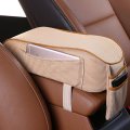 Mlovesie Auto Center Console Armrest Pillow Memory Foam Car Cushion With Phone Holder Storage Bag Universal Fit For Most Beige 